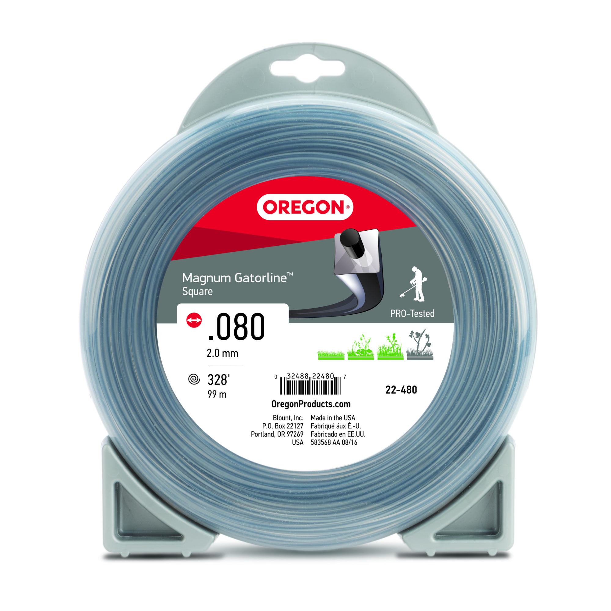 Oregon, Magnum Gatorline Trimmer Line, Line Diameter 0.08 in, Line Length 327 ft, Model# 22-480